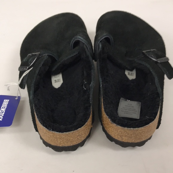 Birkenstock Unisex Boston Fur Shearling Clogs Black Suede size 6 men/ 8 women US - Picture 4 of 6
